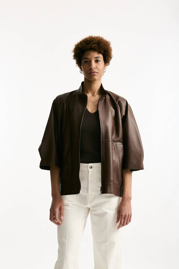 Giubbino kimono over cuoio donna Myskin