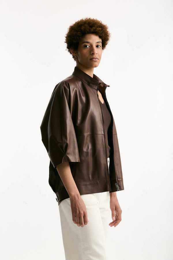 Giubbino kimono over cuoio donna Myskin