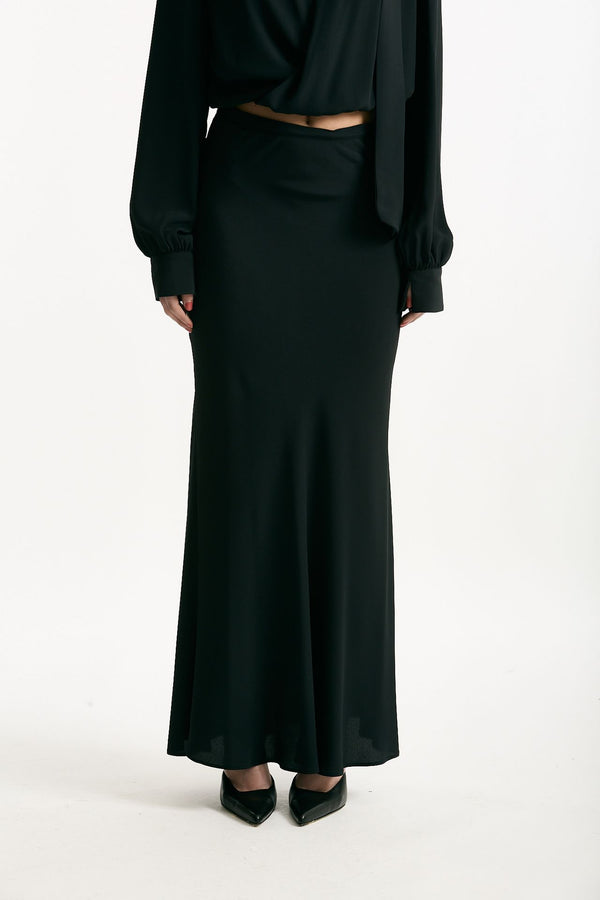 Gonna vita alta in misto seta nero donna Federica tosi