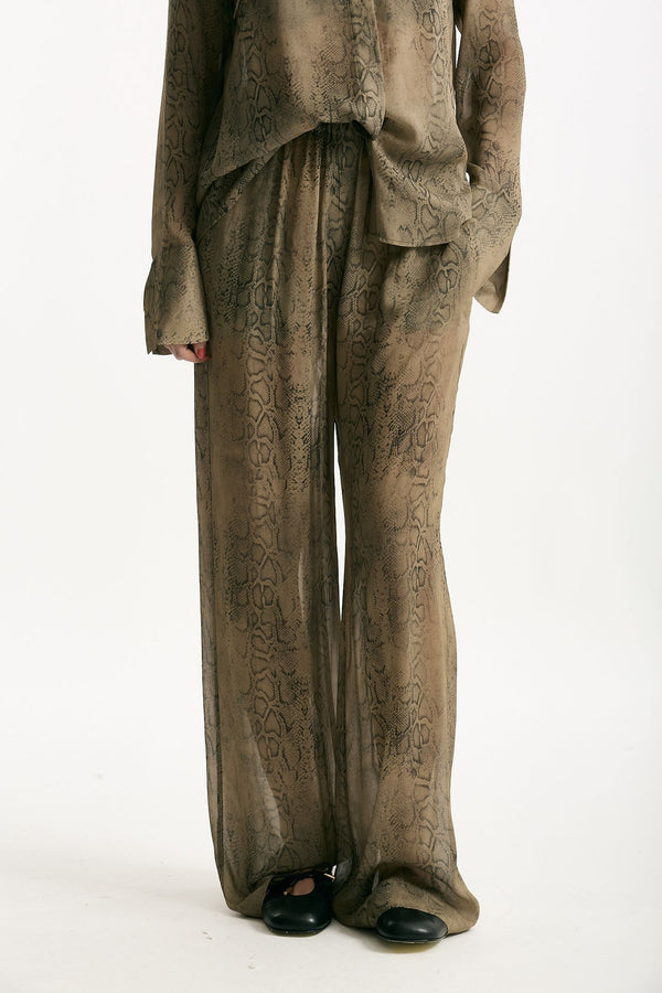 Pantalone vita alta stampato verde donna Federica tosi