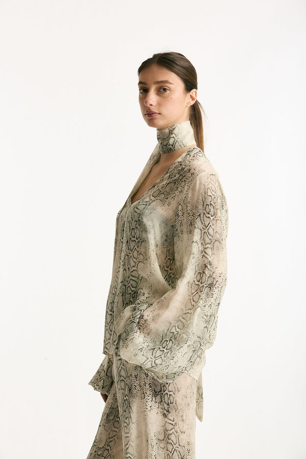 Camicia stampata pitone beige grigio donna Federica tosi