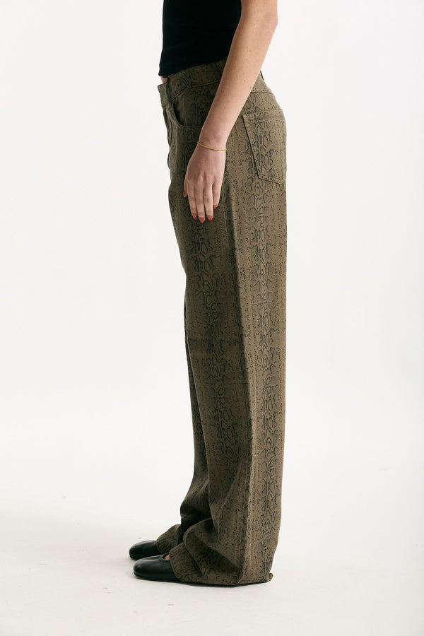 Jeans vita alta stampato verde nero donna Federica tosi