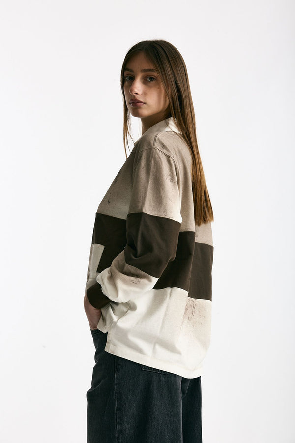 Polo unisex marrone e bianco donna Woc