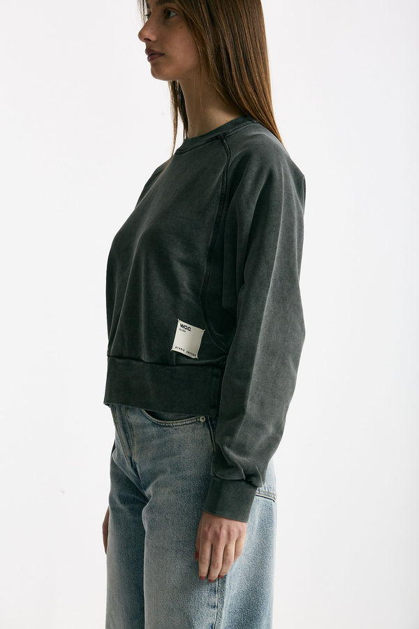Felpa girocollo lavata in cotone donna Woc