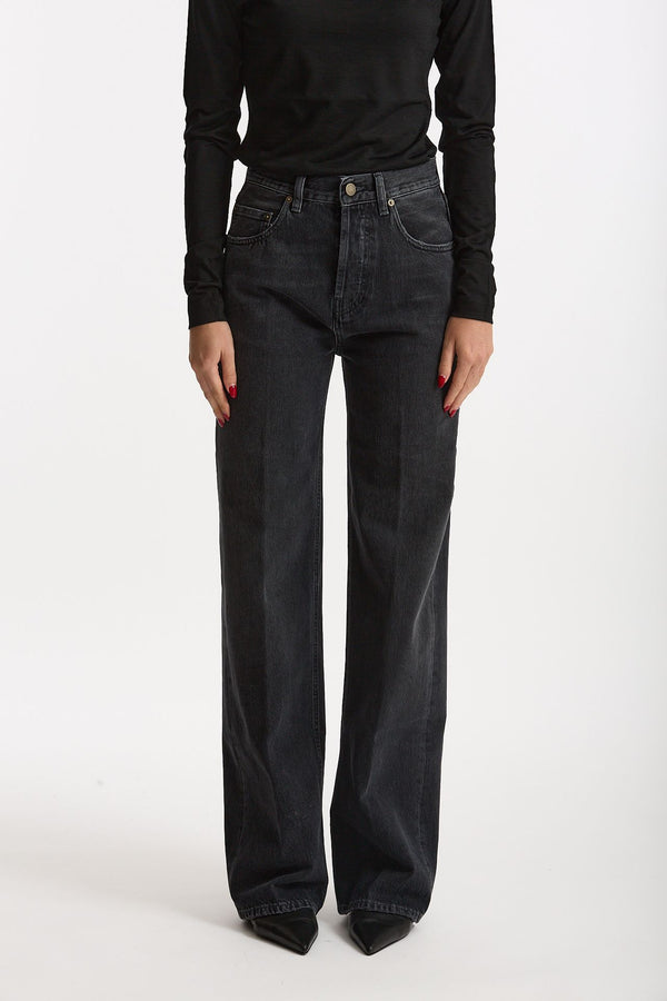 Jeans palazzo BERYL nero slavato donna Grifoni