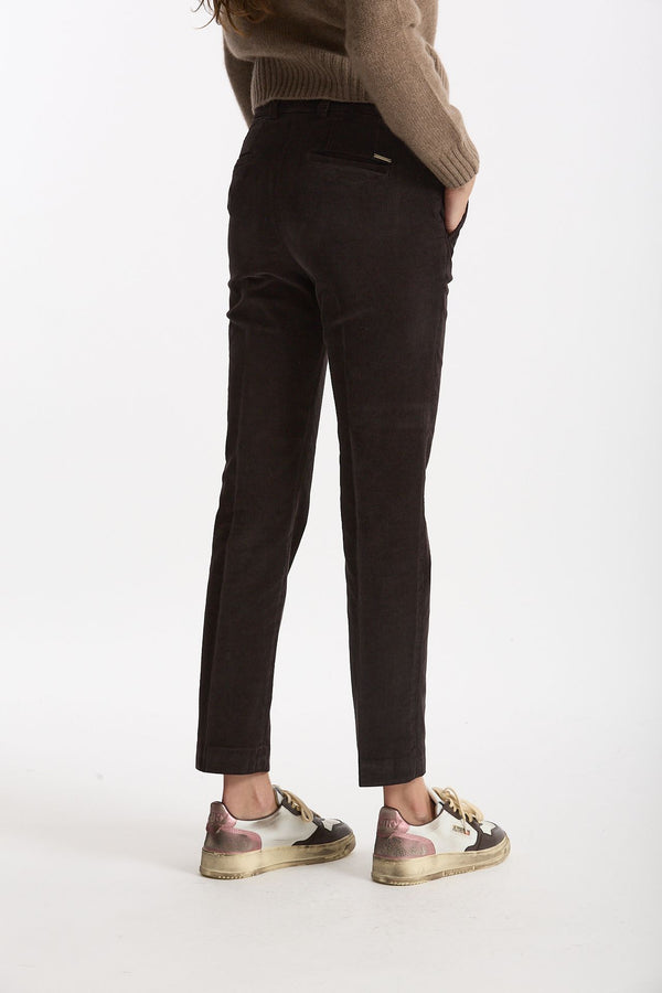 Pantalone slim in velluto LEYRE testa di moro donna Incotex