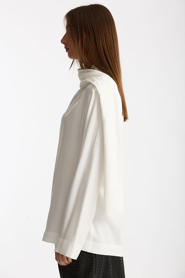 Blusa over scollo asimmetrico bianco donna Nude
