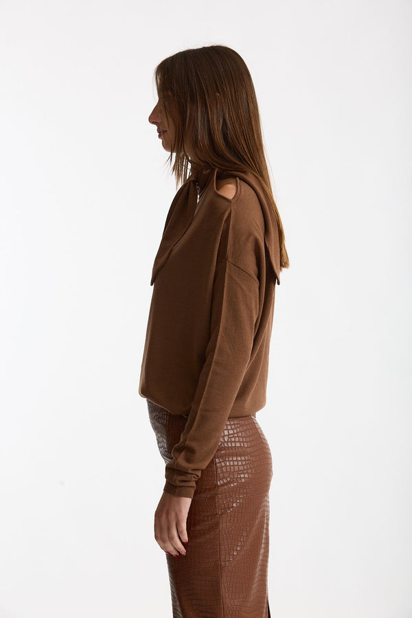 Maglia cut-out tabacco donna Nude