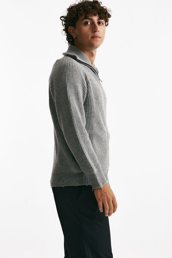 maglia full zip in lana e cashmere grigio uomo Atomo factory