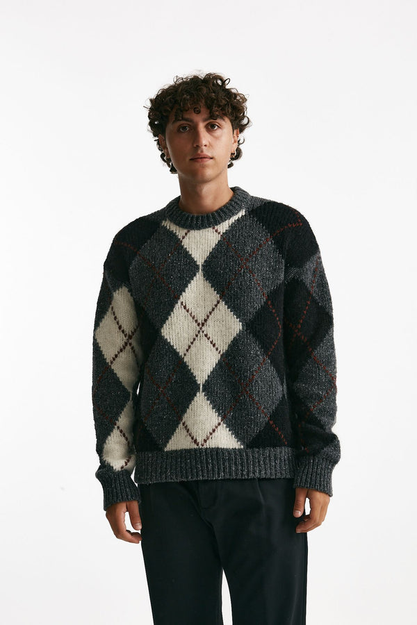 maglia girocollo in lana, alpaca e viscosa fantasia uomo Atomo factory