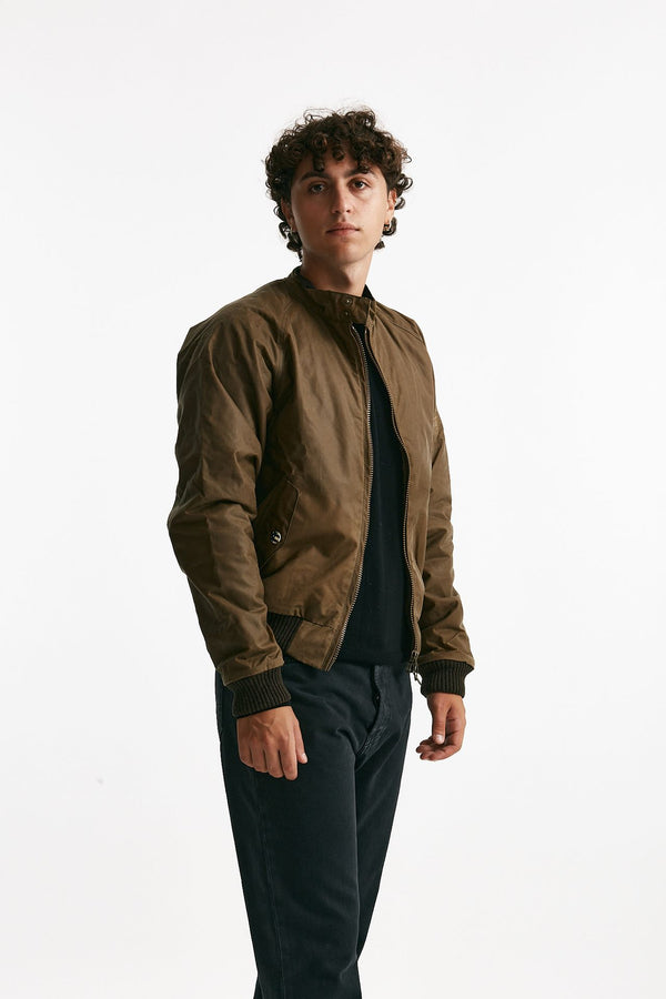 bomber merchant wax in cotone cerato sand-bruciato uomo Barbour