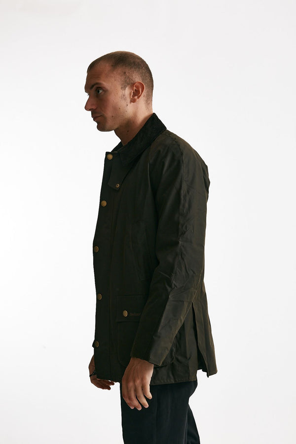 giacca ashby wax jacket in cotone cerato olive-verde uomo Barbour
