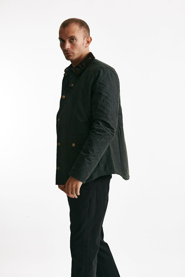 giubbino reelin wax jacket in cotone cerato sage-verde uomo Barbour