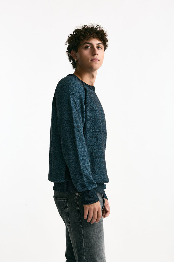 Maglia in misto lana melange azzurro e nero uomo C.p. company