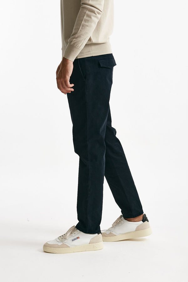 pantalone prince in fustagno di cotone stretch blu uomo Department five
