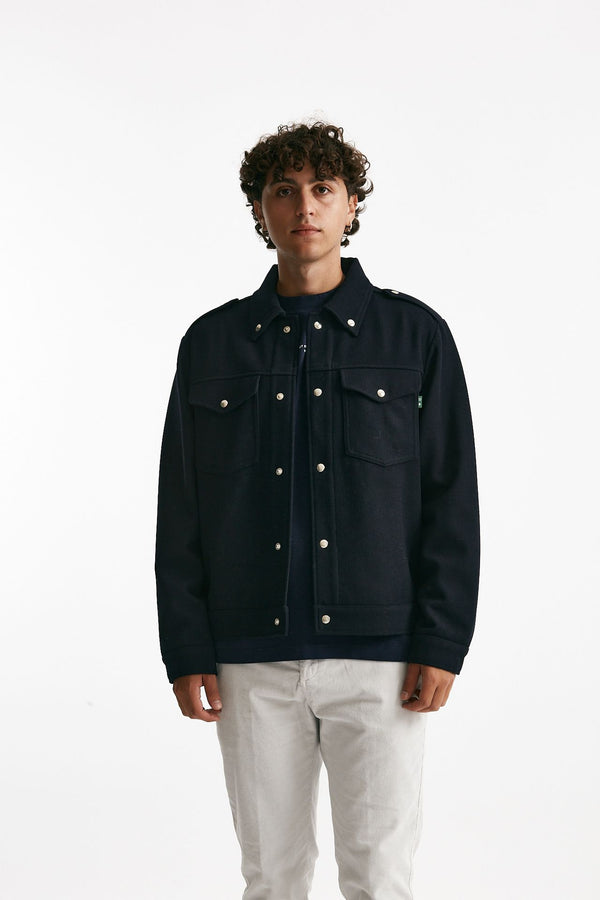 Giubbino in misto lana blu uomo Department five