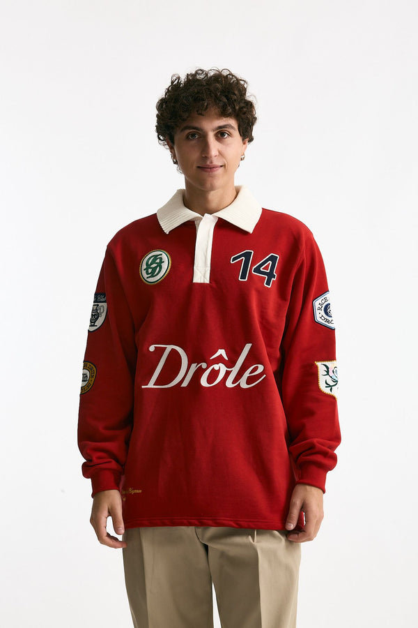 Felpa polo in cotone rosso uomo Drôle de monsieur