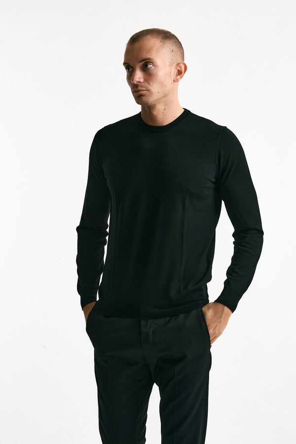 Maglia MODERN in lana rasata nero uomo Drumohr