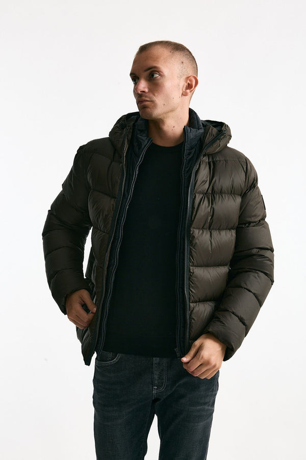 Piumino imbottito double front in nylon marrone uomo Fay