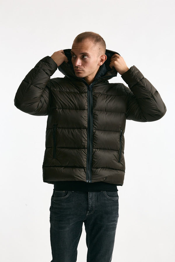 Piumino imbottito double front in nylon marrone uomo Fay