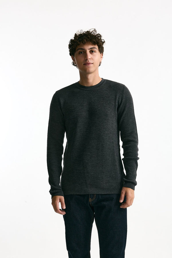 Maglia girocollo in lana grigio uomo Grifoni