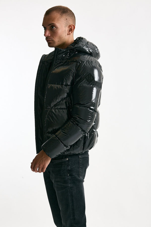 Piumino imbottito in nylon laccato grigio uomo Herno