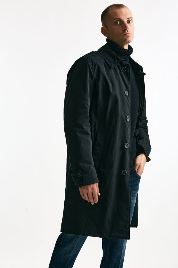 Trench monopetto in cotone impermeabilizzato blu uomo Herno