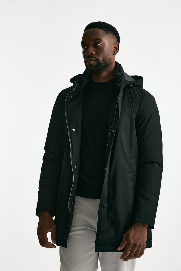 Parka nero esterno in nylon uomo Herno