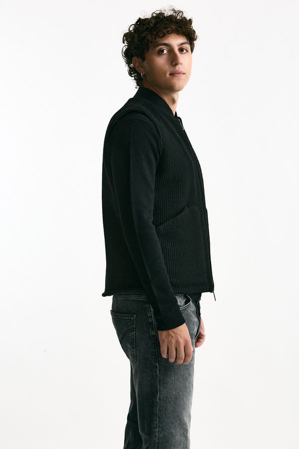 Gilet full zip nero uomo Hosio