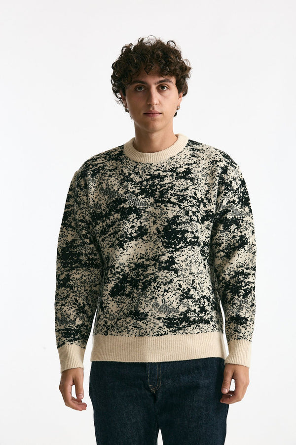 Maglia misto lana fantasia nero uomo Hosio