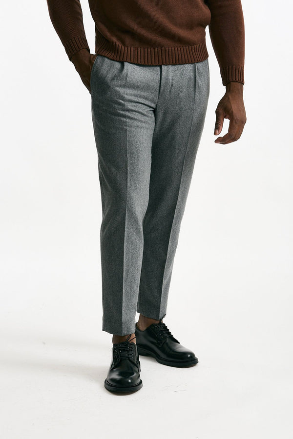 Pantalone in flanella di lana grigio uomo Incotex