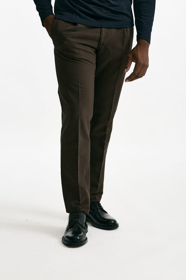 Pantalone in cotone stretch marrone uomo Incotex