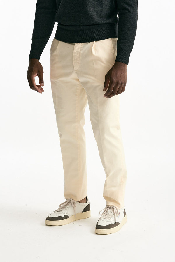 Pantalone in cotone stretch panna uomo Incotex