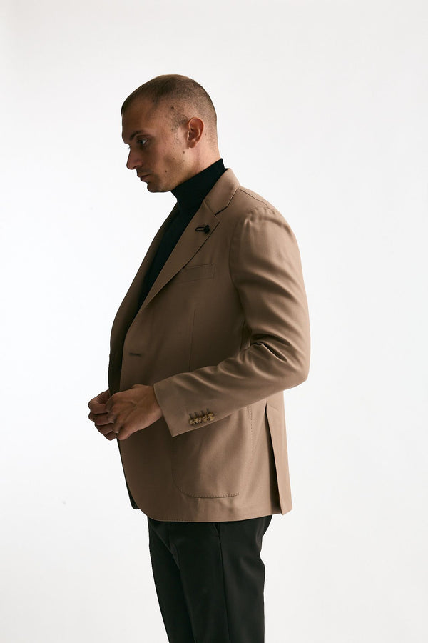 Giacca monopetto beige in lana e seta uomo Lardini