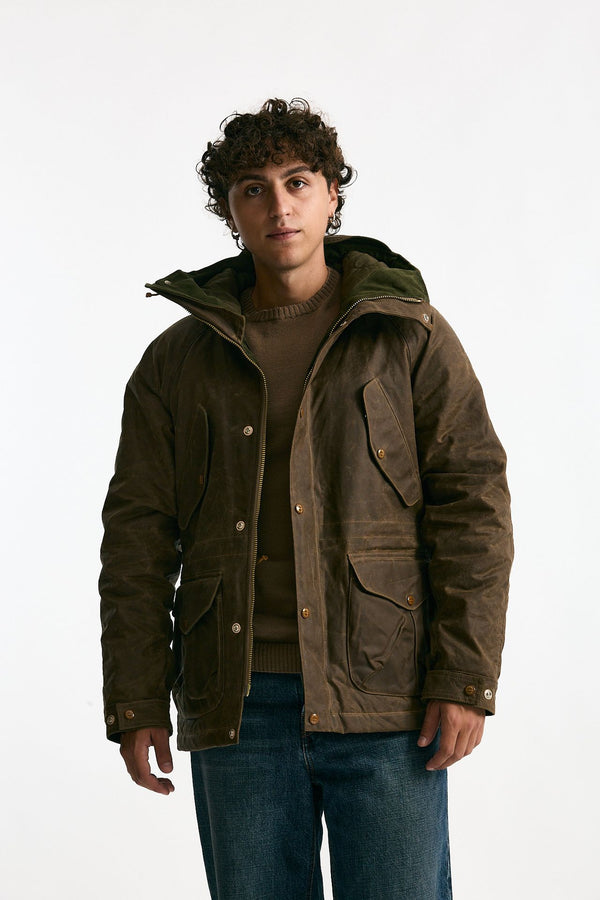 Parka FISHERMAN PARKA in cotone cerato marrone uomo Manifattura ceccarelli