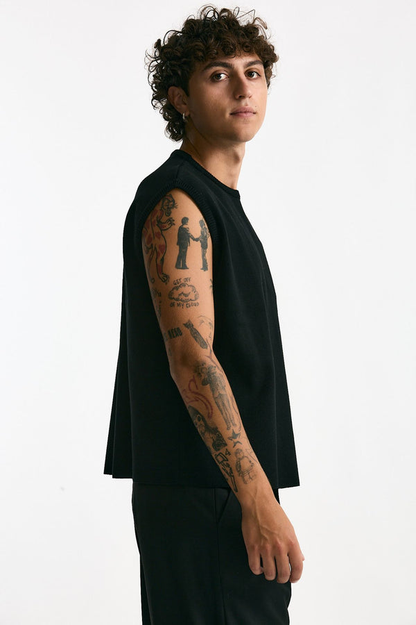 Gilet girocollo nero uomo Marsēm