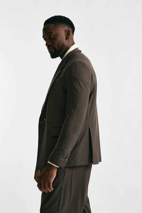 Giacca doppiopetto marrone gessato uomo Marsēm