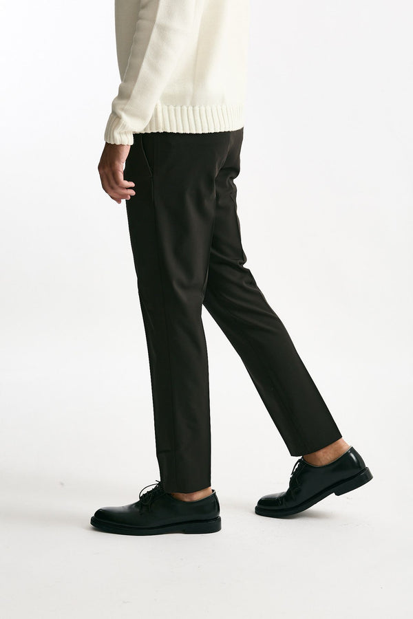 Pantalone EDGE- DIECI in lana stretch marrone uomo Pt torino