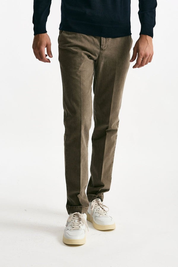Pantalone MASTER FIT in cotone stretch  tortora uomo Pt torino