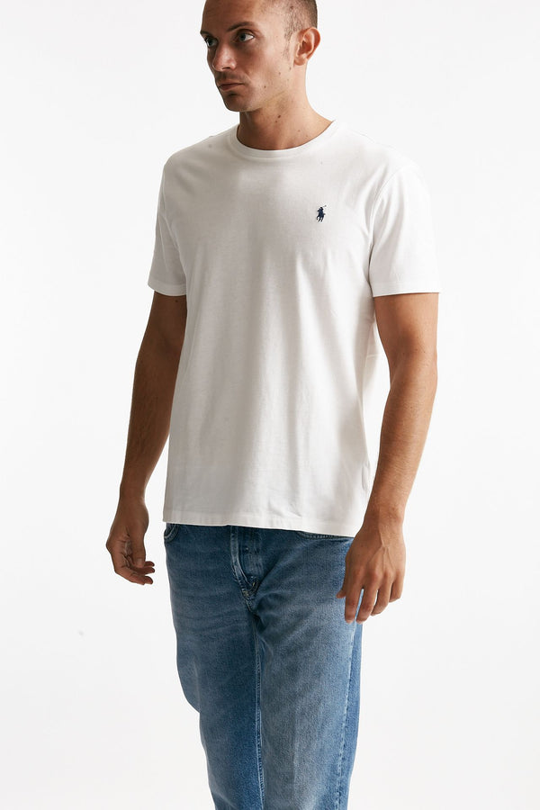 t-shirt custom slim-fit in cotone bianco uomo Polo ralph lauren