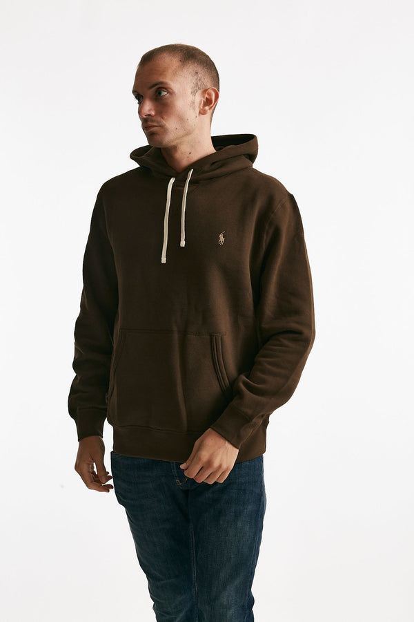 felpa con cappuccio in misto cotone marrone uomo Polo ralph lauren