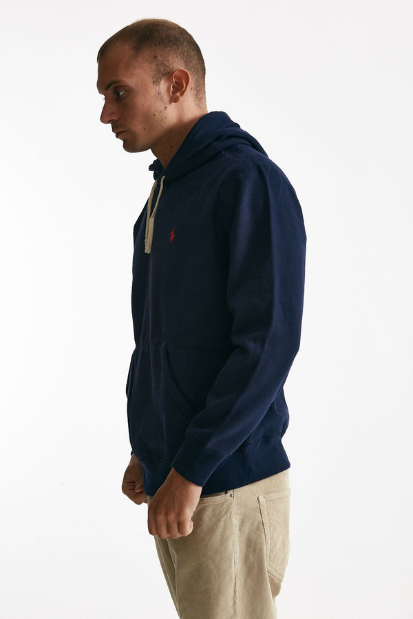 felpa con cappuccio in misto cotone blu uomo Polo ralph lauren