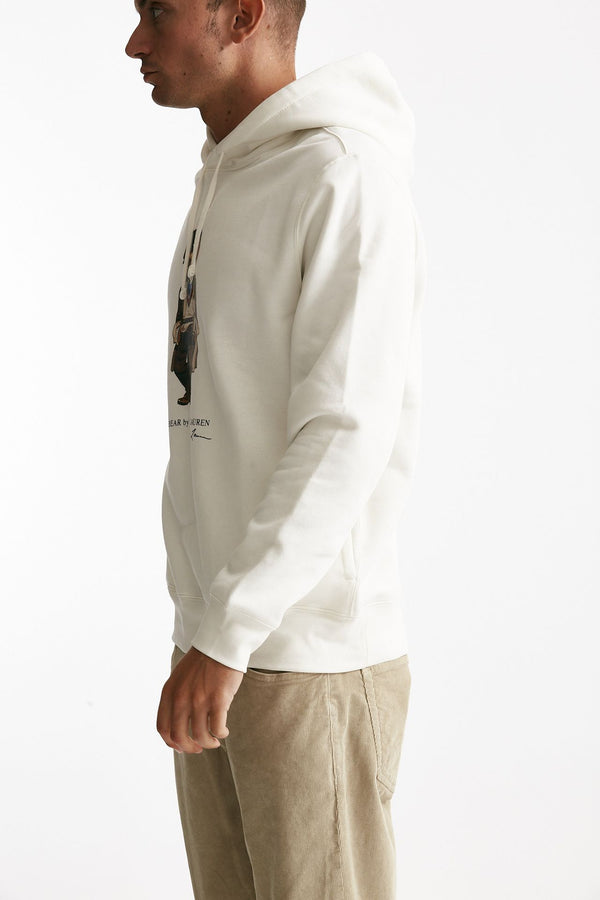 felpa con cappuccio in misto cotone bianco uomo Polo ralph lauren