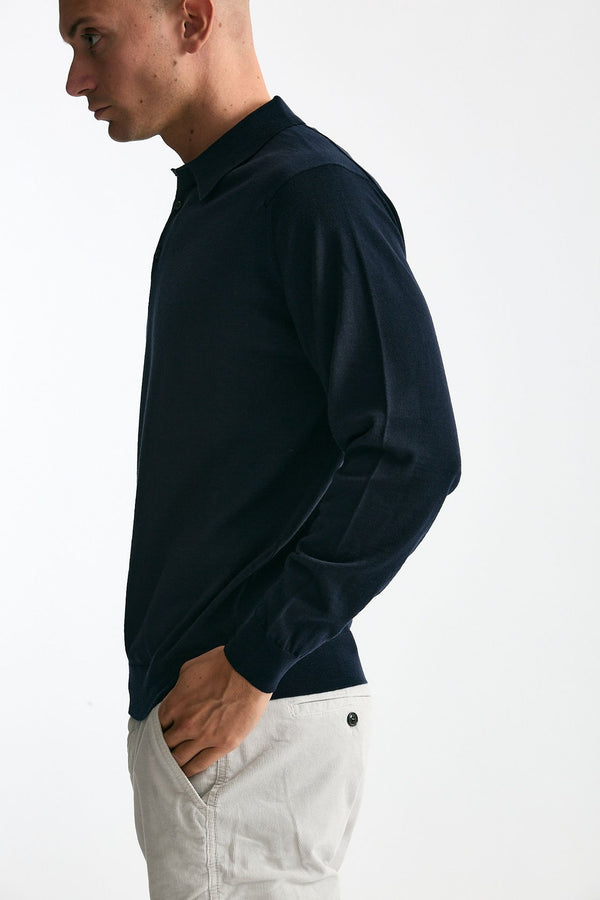 Polo KNOLL in lana blu uomo John smedley