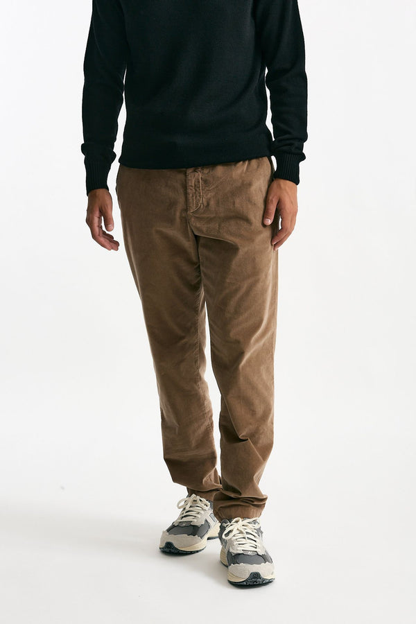 Pantalone in fustagno di cotone cammello uomo White sand