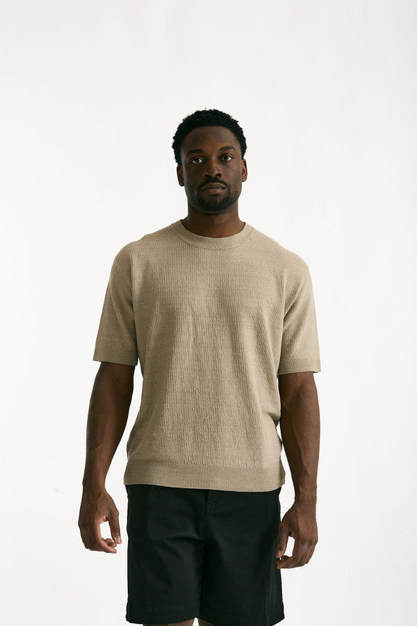 T shirt in lino e poliammide beige uomo Atomo factory