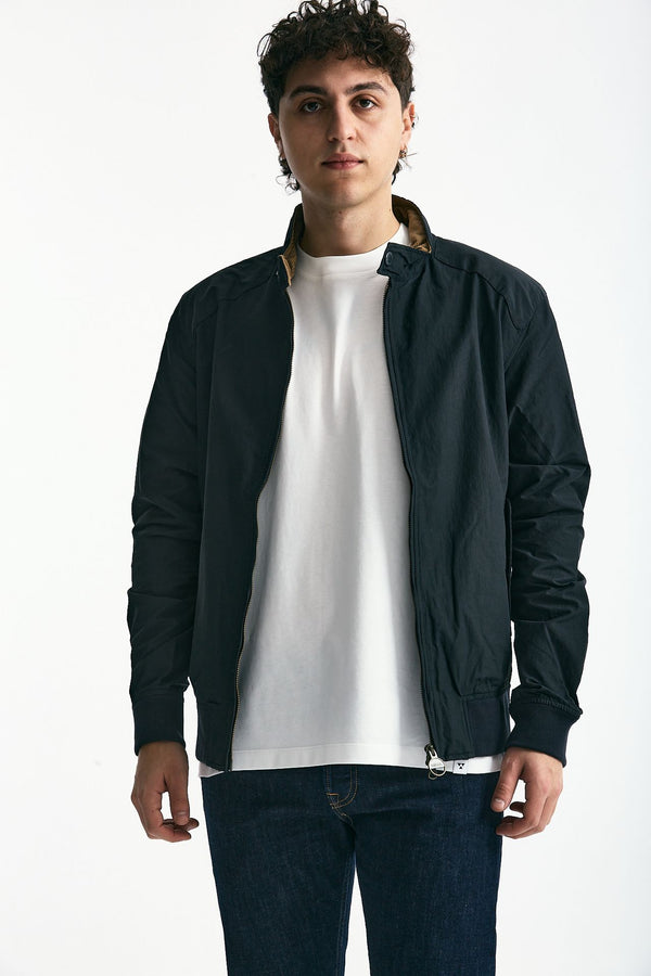 Bomber RECTIFIER HARRINGTON in nylon e cotone blu uomo Barbour