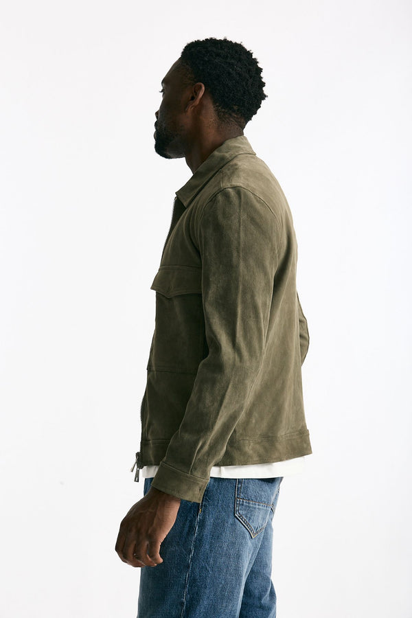 Giubbino in pelle scamosciata verde uomo Giorgio brato