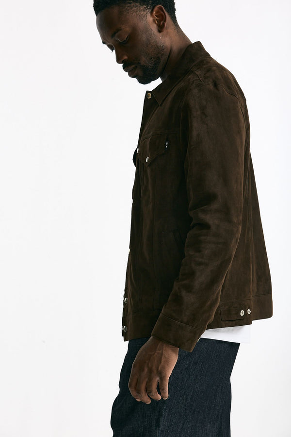 Giubbino in pelle scamosciata marrone uomo Department five
