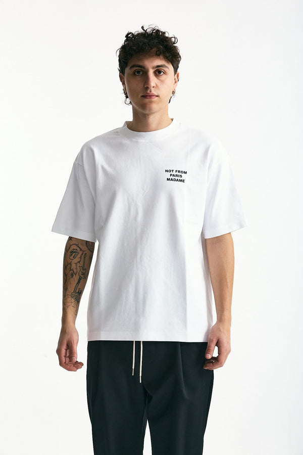 T-shirt in cotone bianco uomo Drôle de monsieur